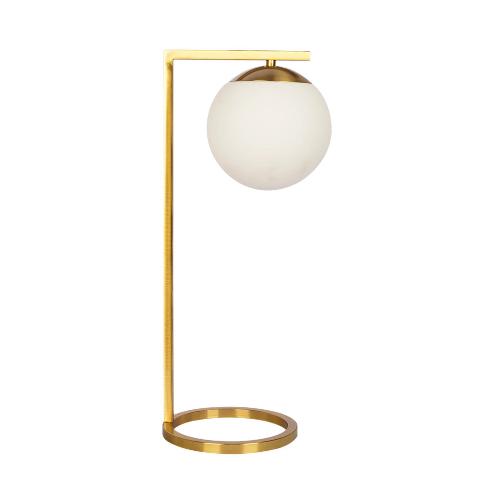 Velvet Globe Table Lamp White Opal Glass with Dimmer Switch Inline – L