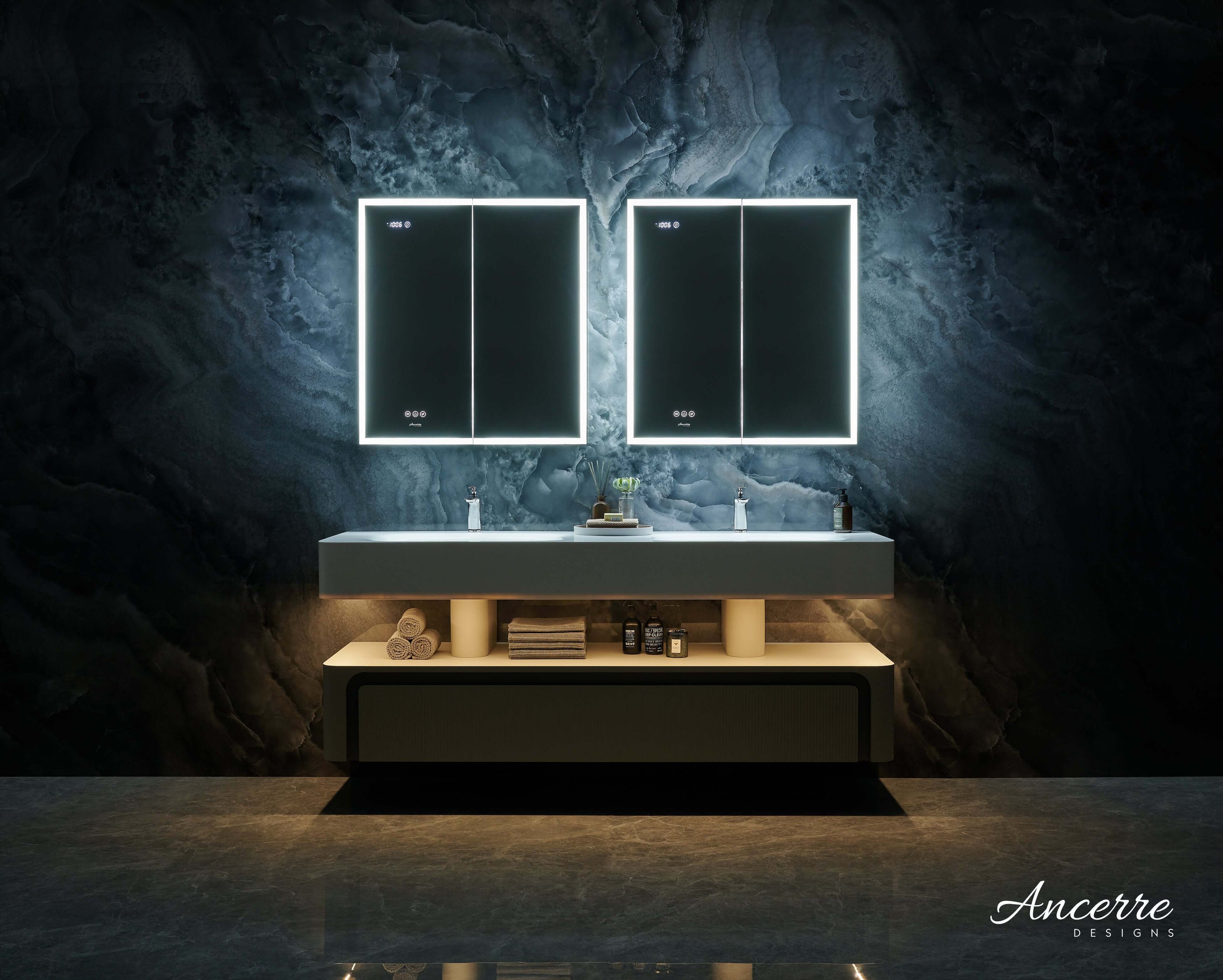 Pagani LED Mirror Cabinet with Defogger, Dimmer, Magnifier & USB outlet