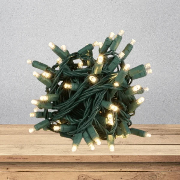 LED Mini Lights 5MM Warm White Strobe Effect Green Wire - 6" Spacing