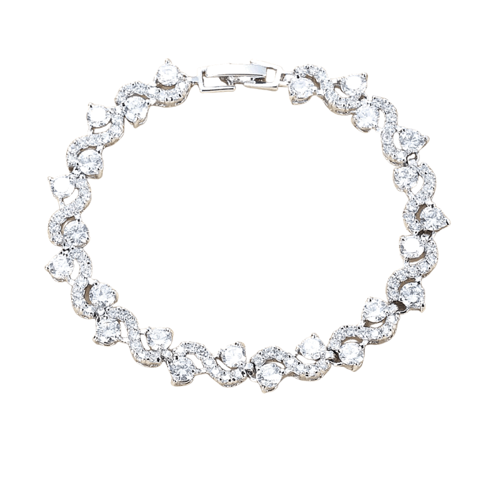 Wave Cubic Zirconia Tennis Bracelets with Round Cut White Diamond Cubic Zirconia