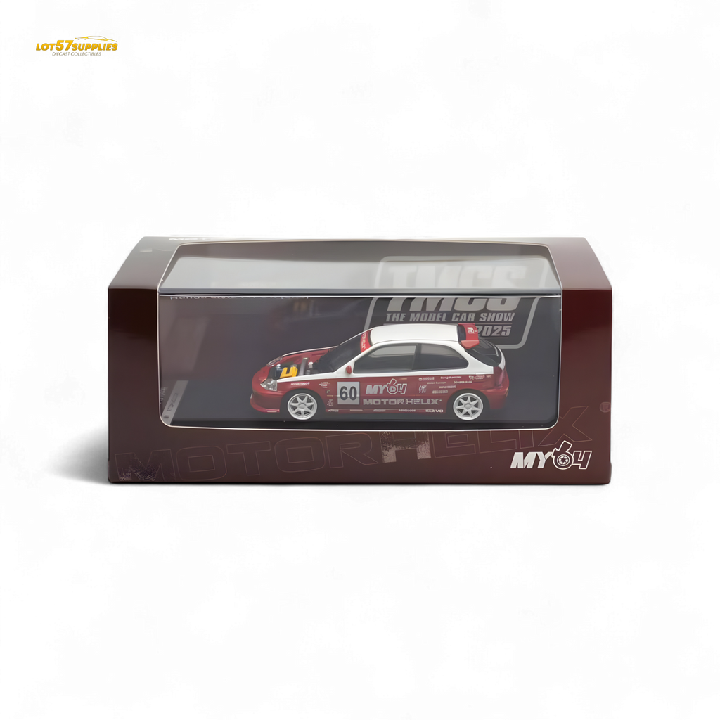 Motorhelix Honda Civic EK9 Malaysia Limited Edition - White - Red 1:64