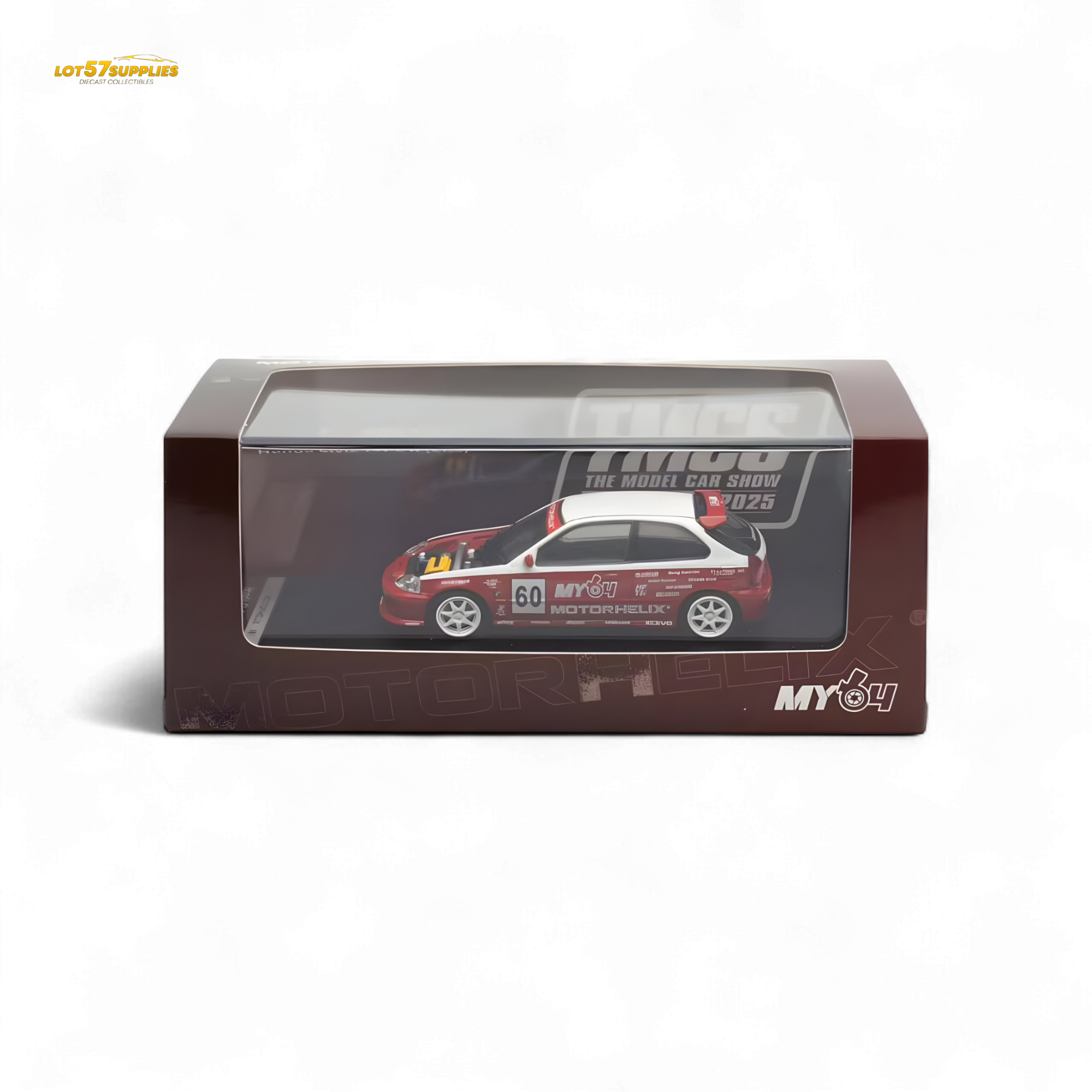 Motorhelix Honda Civic EK9 Malaysia Limited Edition - White - Red 1:64