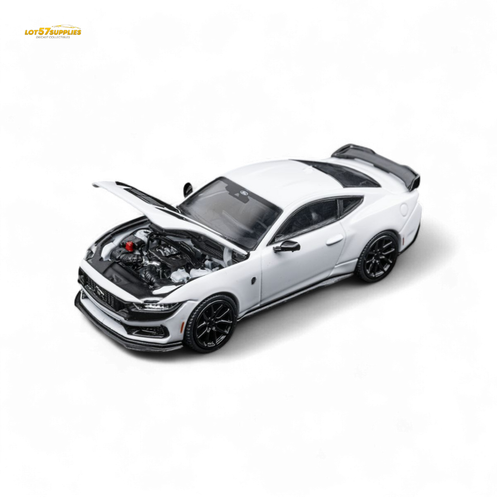 (Pre-Order) DCM Mustang Dark Horse - Crystal White - Black Wheels 1:64