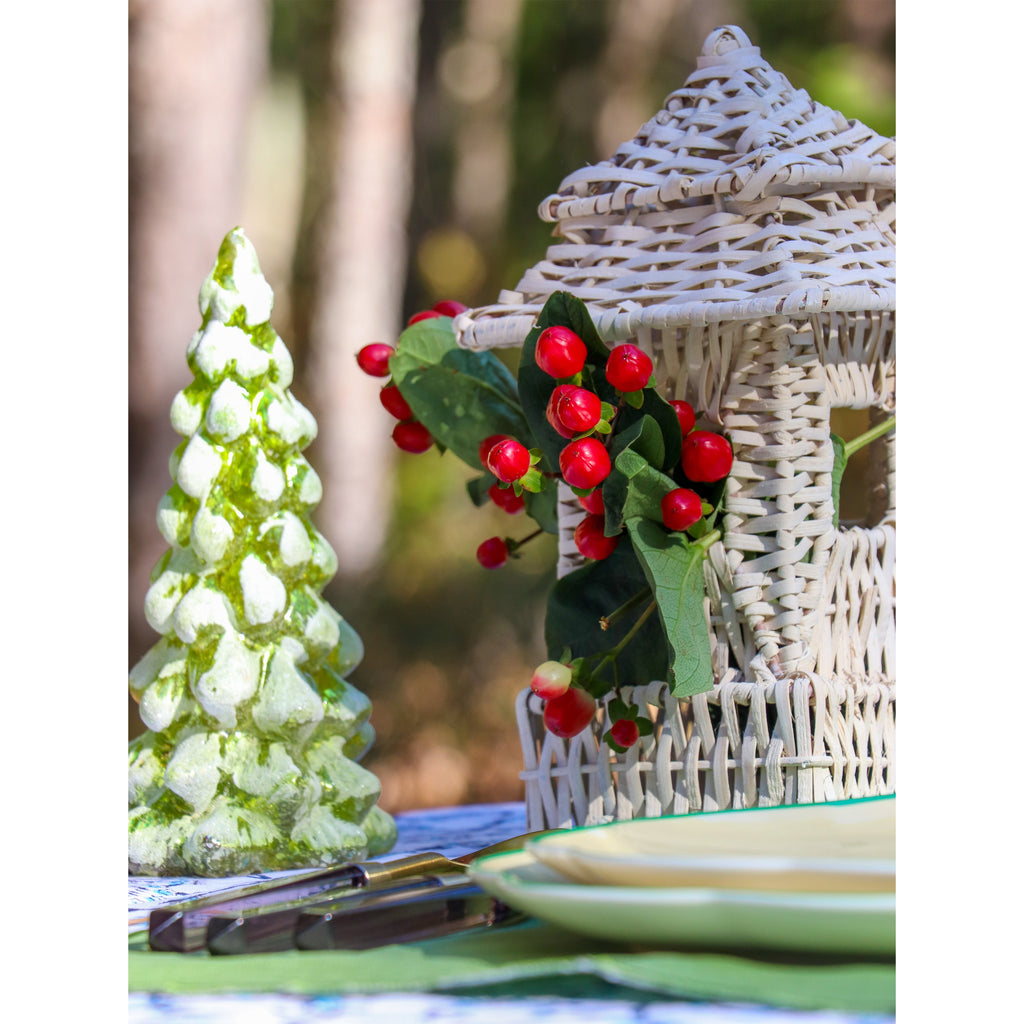 White Rattan Pagoda Set - Pair of Large