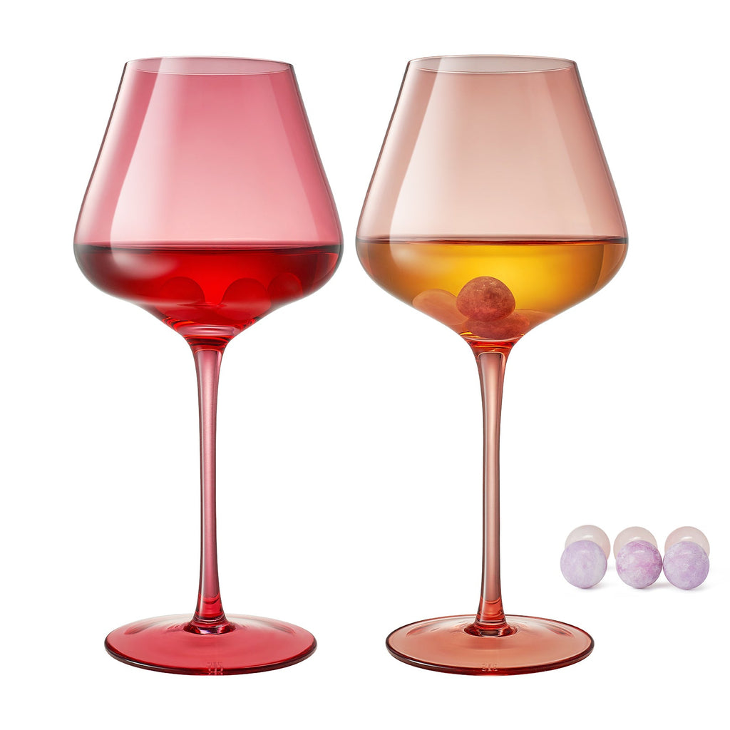 Love Stemmed Wine Glassware & Quartz Stone Chillers Set