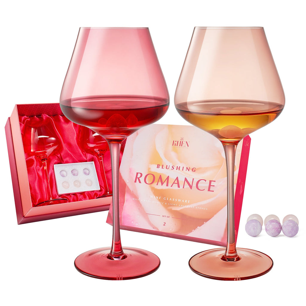 Love Stemmed Wine Glassware & Quartz Stone Chillers Set