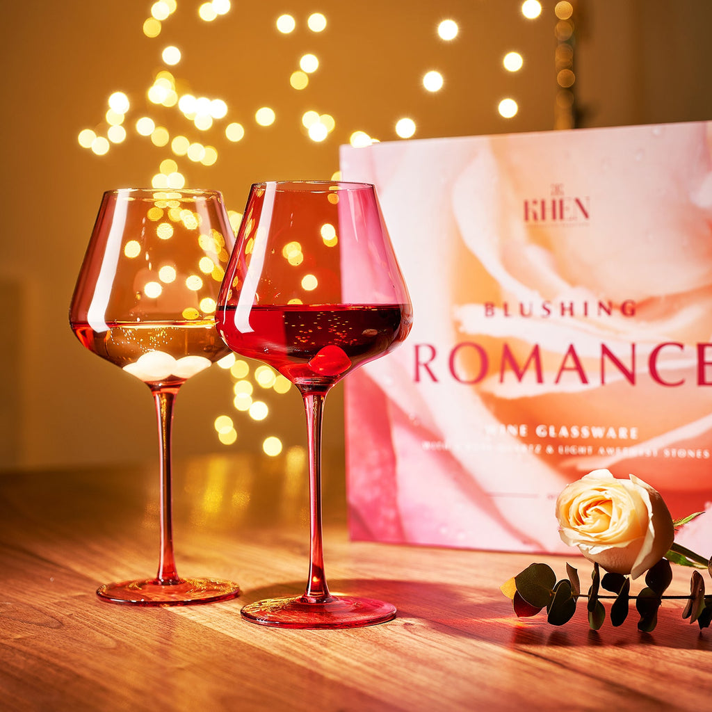 Love Stemmed Wine Glassware & Quartz Stone Chillers Set