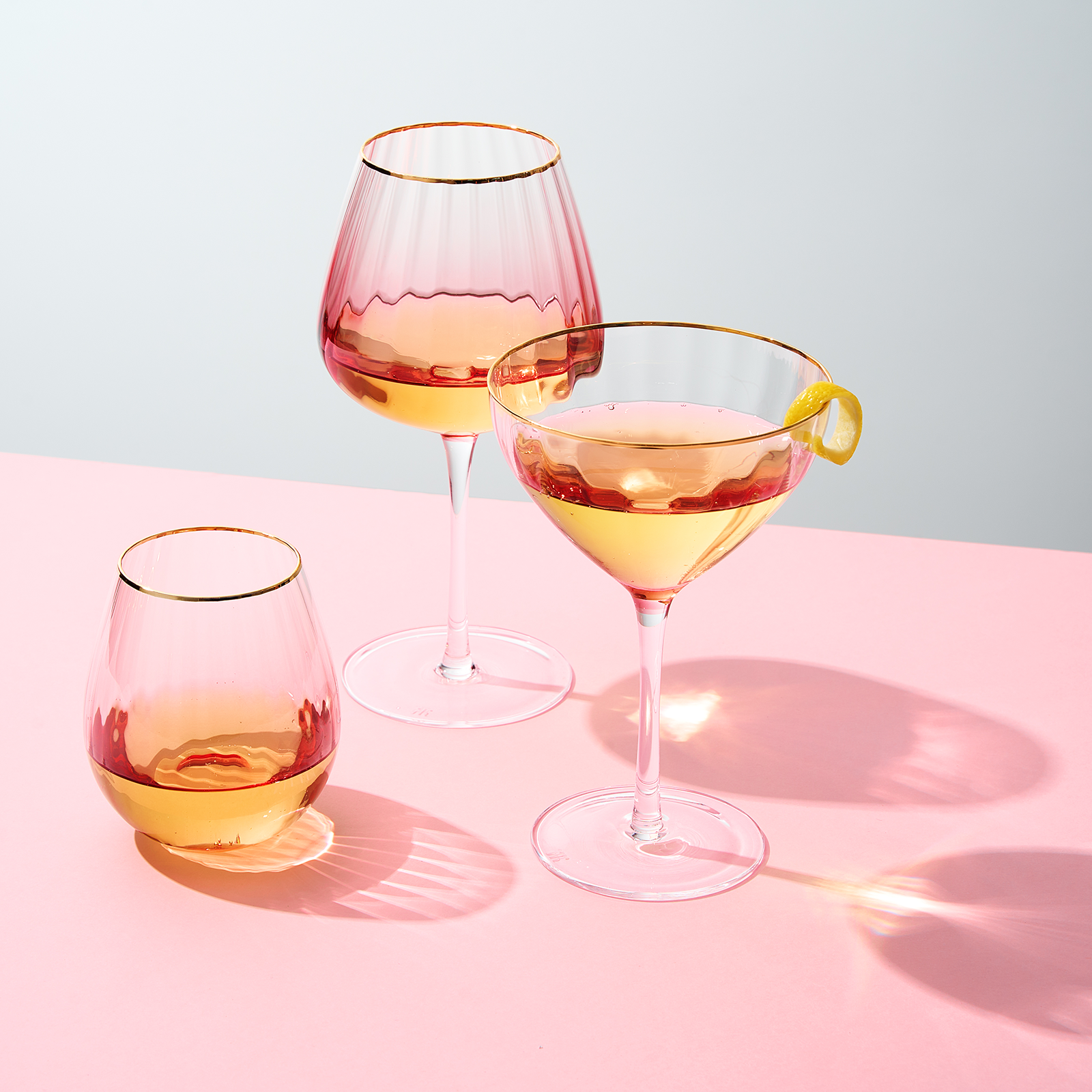 Waterfall Stemmed Wine Glassware, Set of 2