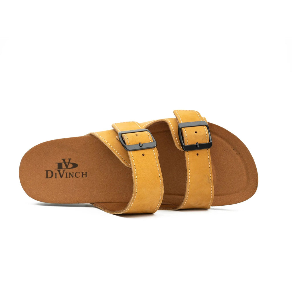 Yellow Buckle Slide Sandals