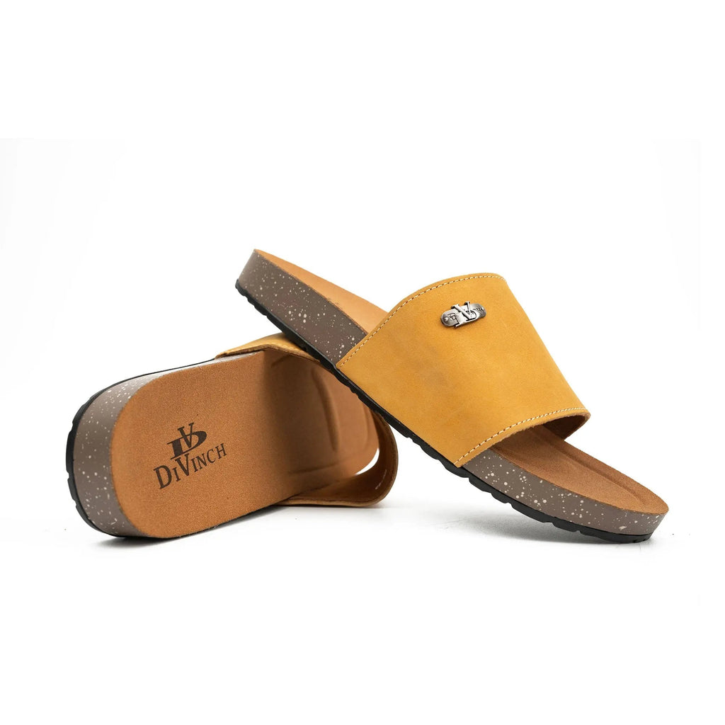 Yellow Single - Strap Slide Sandals