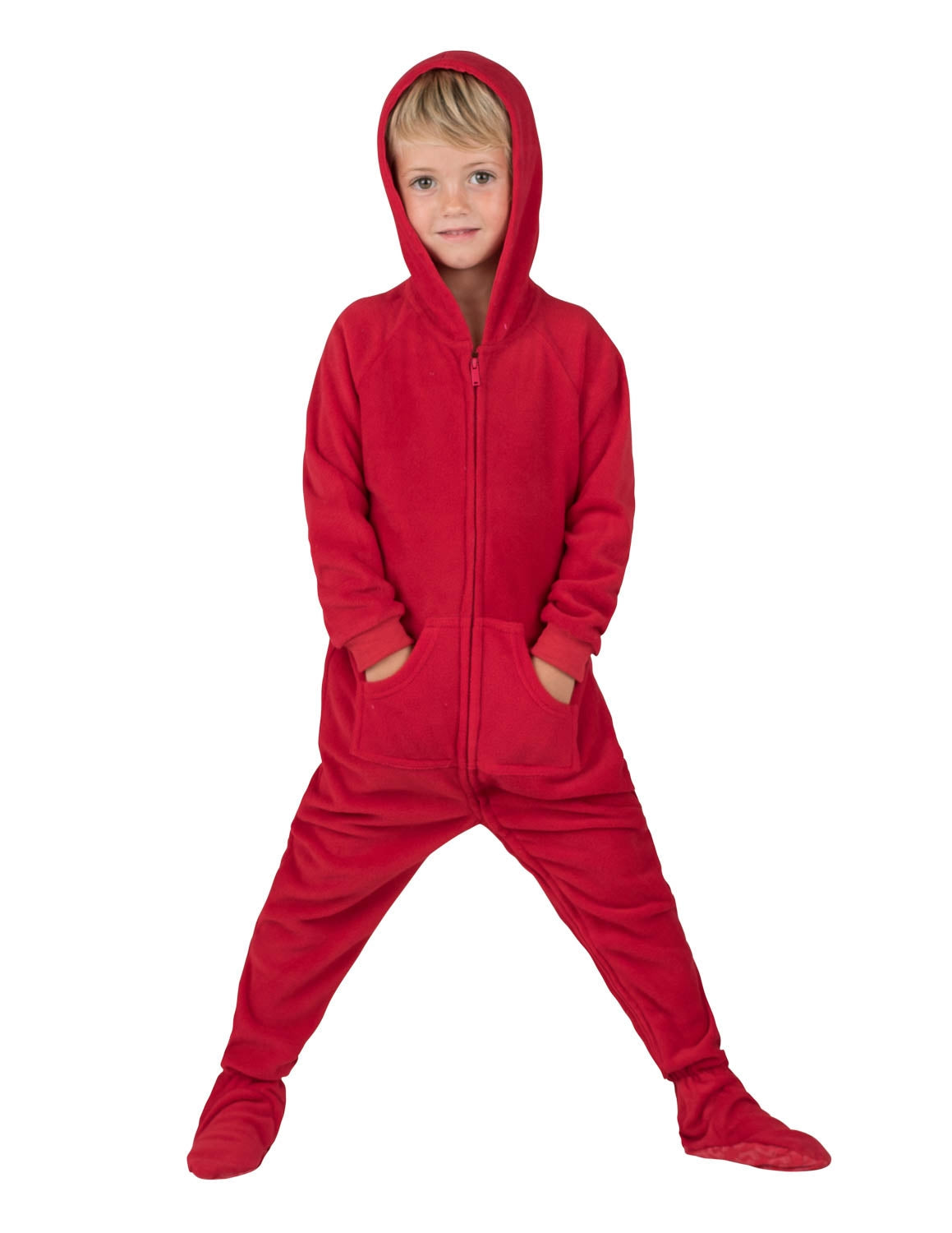 Bright Red Toddler Hoodie Fleece Onesie
