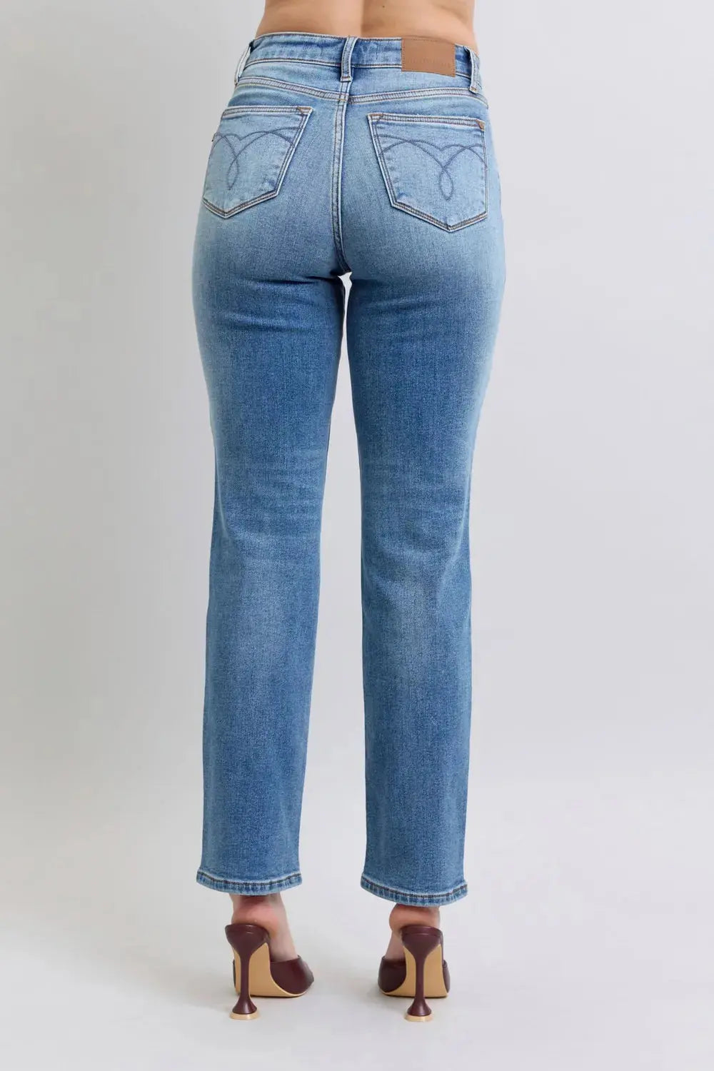 Full/Plus Size Run Vintage Wash Thermal Straight Judy Blue Jeans