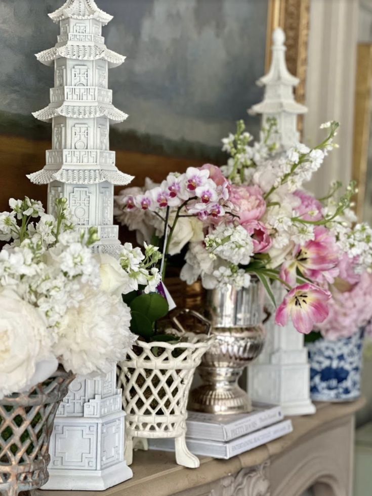 White Lattice Footed Planter