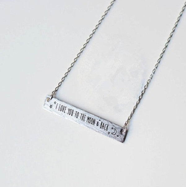 I Love You To The Moon and Back Necklace Silver an
