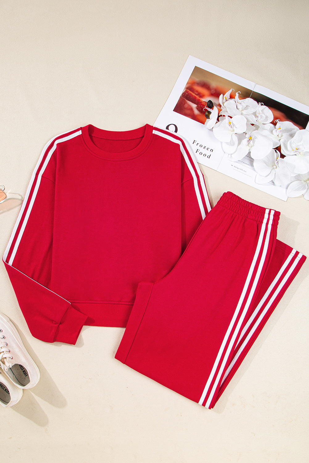 Varsity Stripe Crewneck Pullover and Sweatpants Set