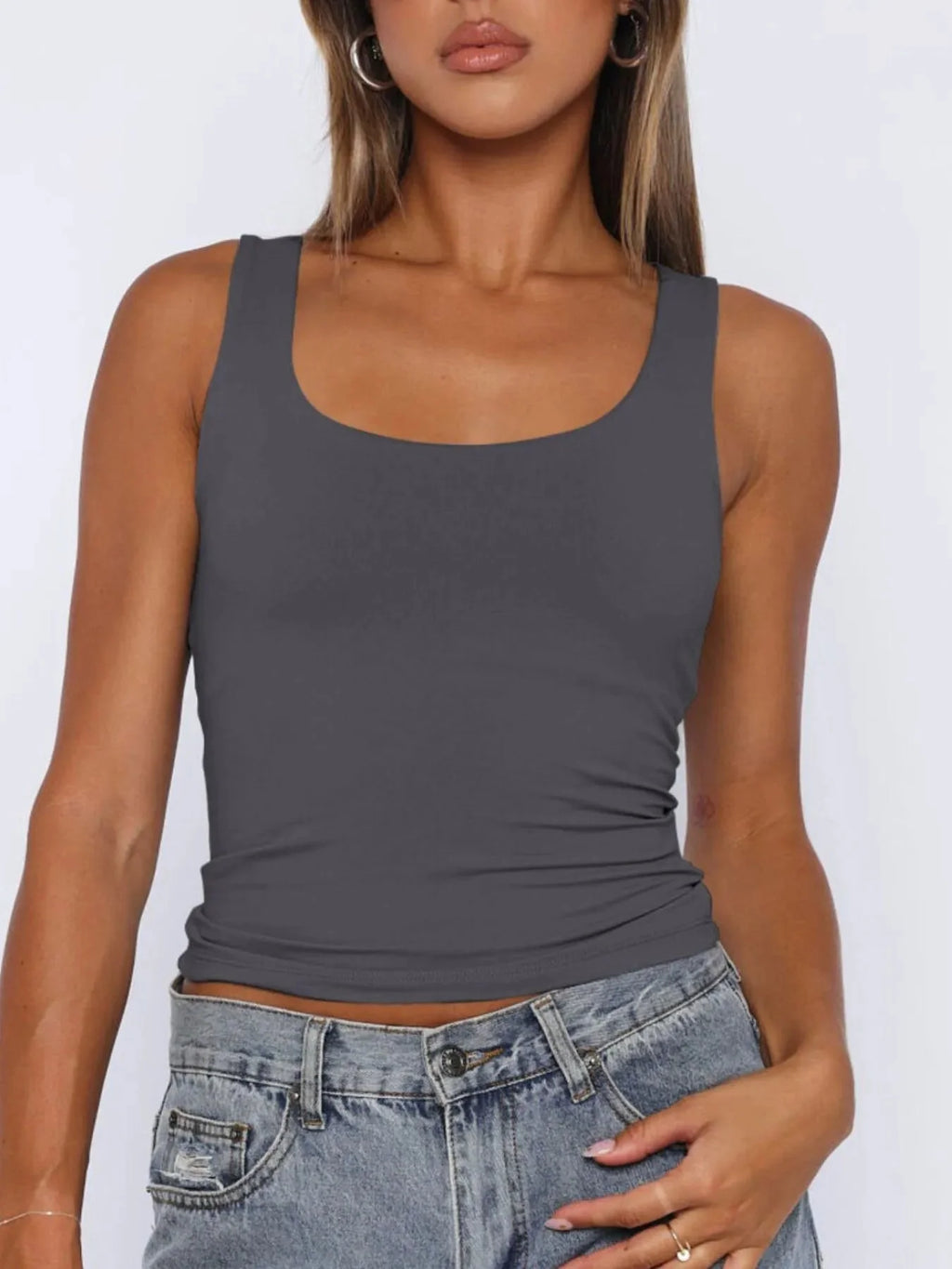 Women's Square Neck Wide Strap Tank Top