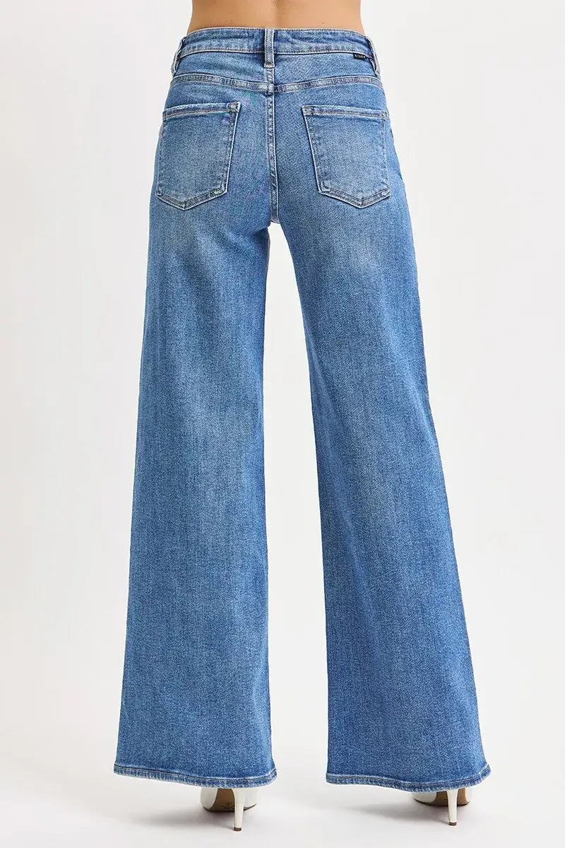 RISEN High Rise Wide Leg Jeans Plus Size