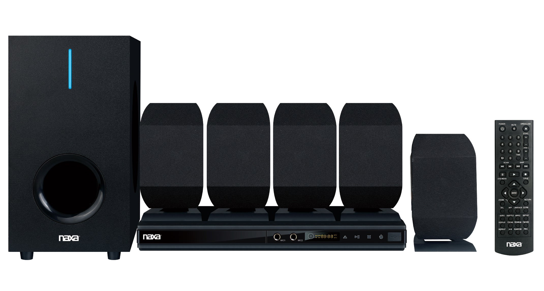 Naxa 5.1 Channel High-Powered Home Theater DVD & Karaoke Speaker System (ND-864)