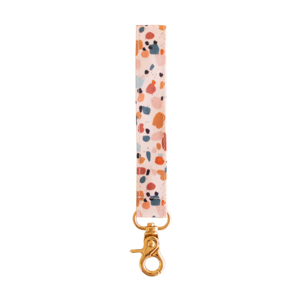 Pink Terrazzo Wristlet Keychain