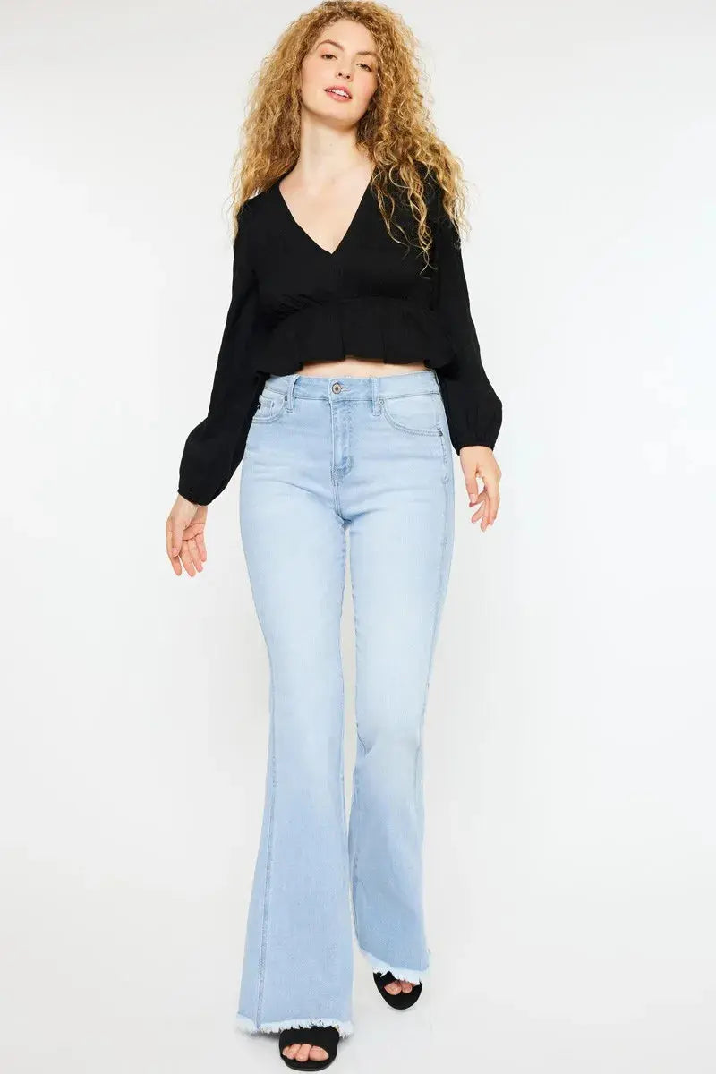 Curvy Kancan High Rise Flare Jeans - Light Wash