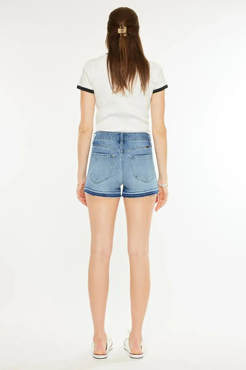 Kancan High Rise Denim Shorts with Release Hem