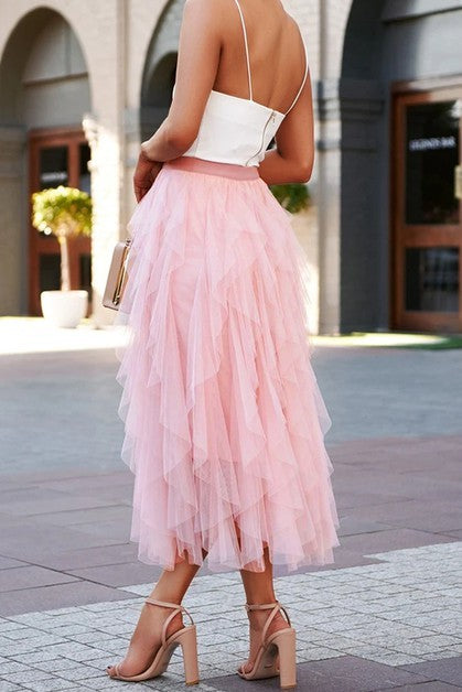 A Line Long Tulle Tiered Skirts