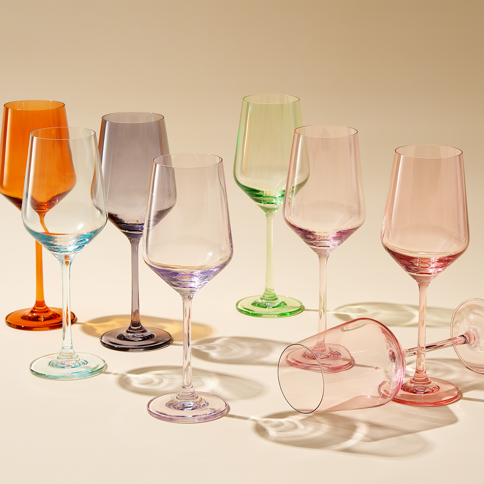 Rhea Stemmed Wine Glassware, Set of 6, Green