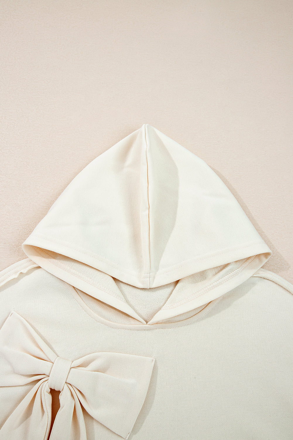Solid Bow Long Sleeve Hoodie