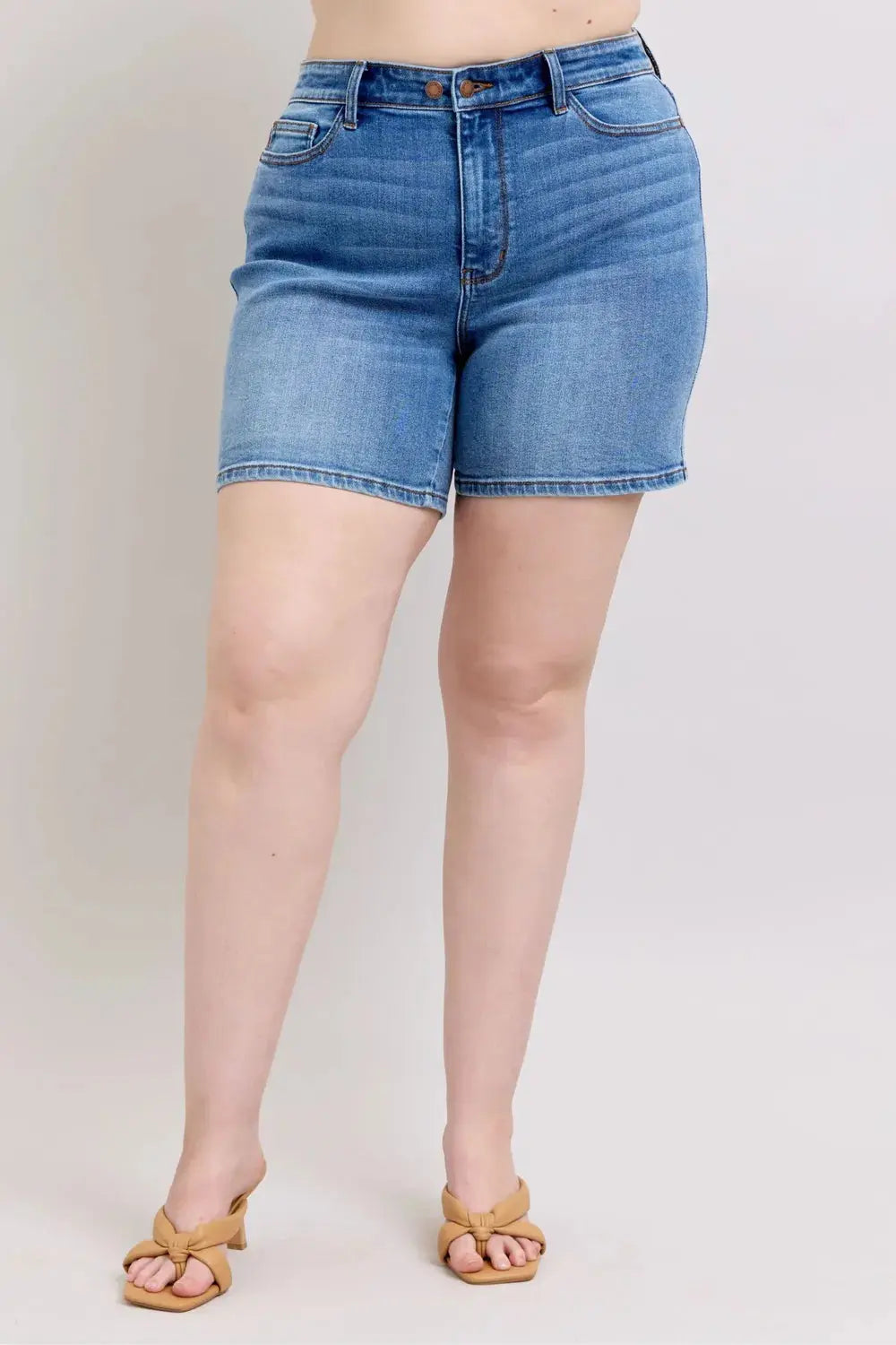 Judy Blue Full Size/Plus Size 2 Button Denim Shorts with Pockets