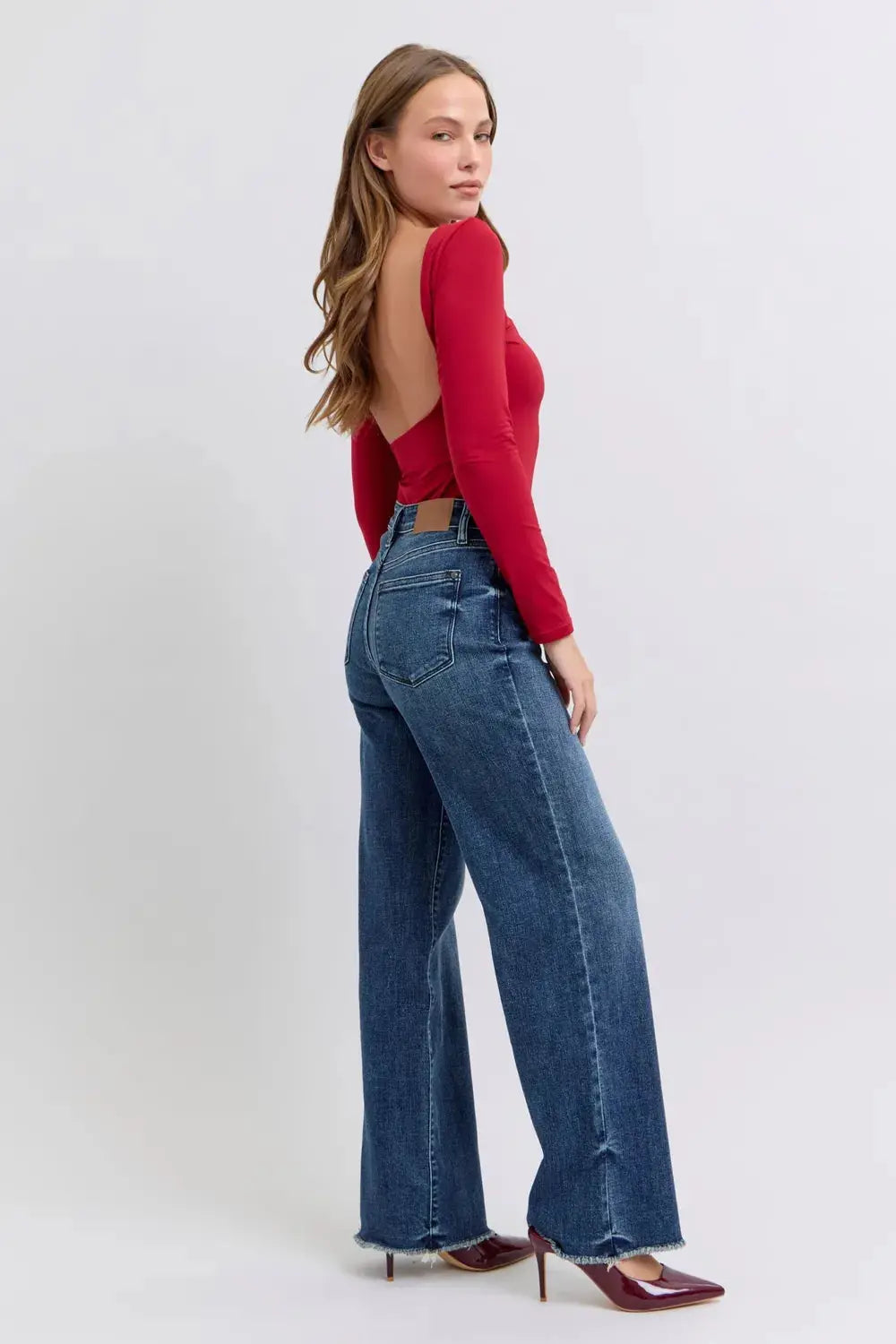 Full Size/Plus Size Raw Hem Mid Rise Judy Blue Jeans