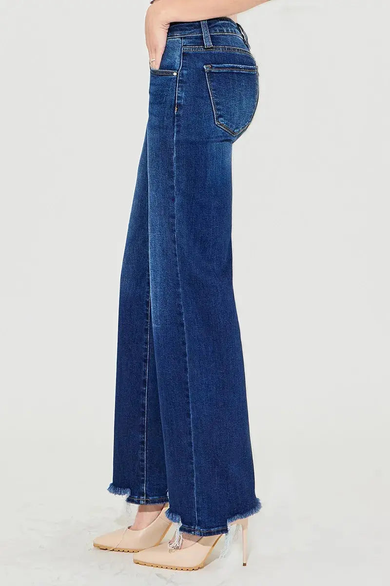 Full Size/Plus Size Low Rise Wide Leg RISEN Jeans (Dark )
