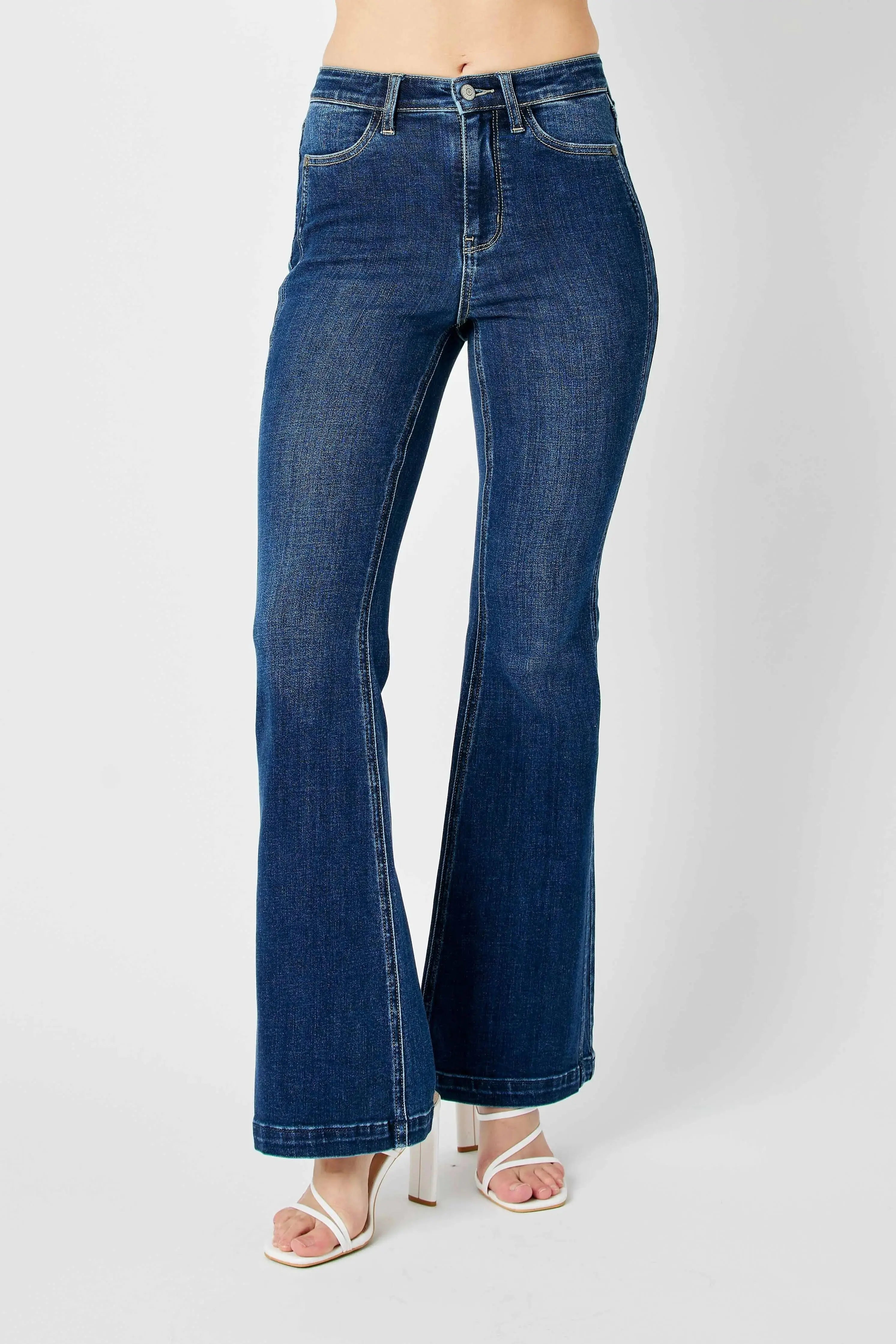 Plus Size High Waist Flare Judy Blue Jeans with Side Seam Detail