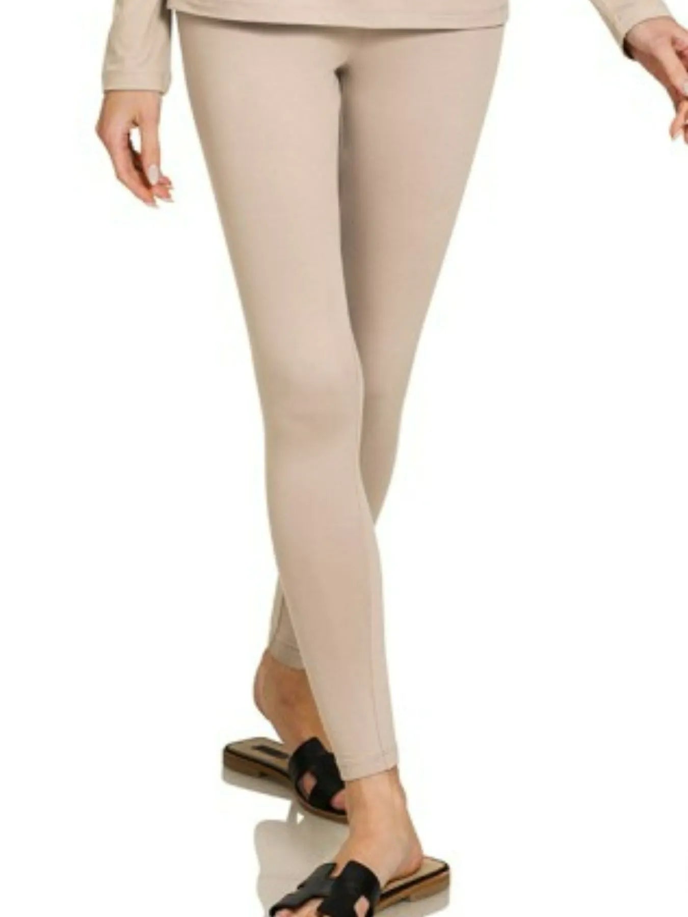 Zenana Microfiber Round Neck Top and Leggings Set in Mocha