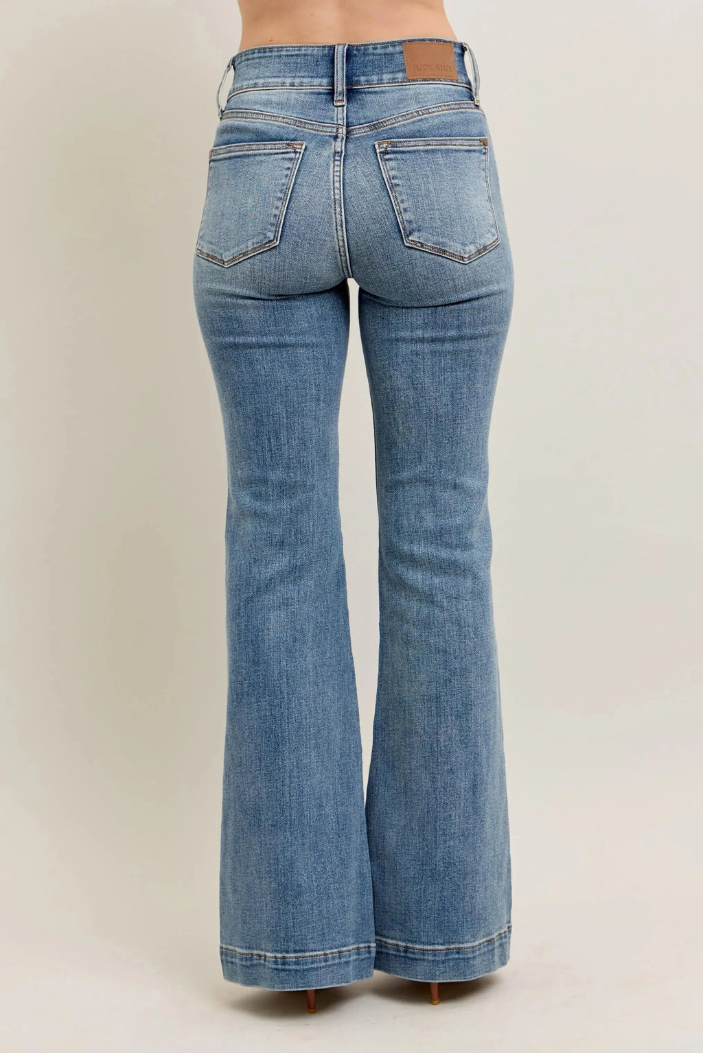 Plus Size High-Waist Flare Denim Judy Blue Jeans with Front Seam Detail
