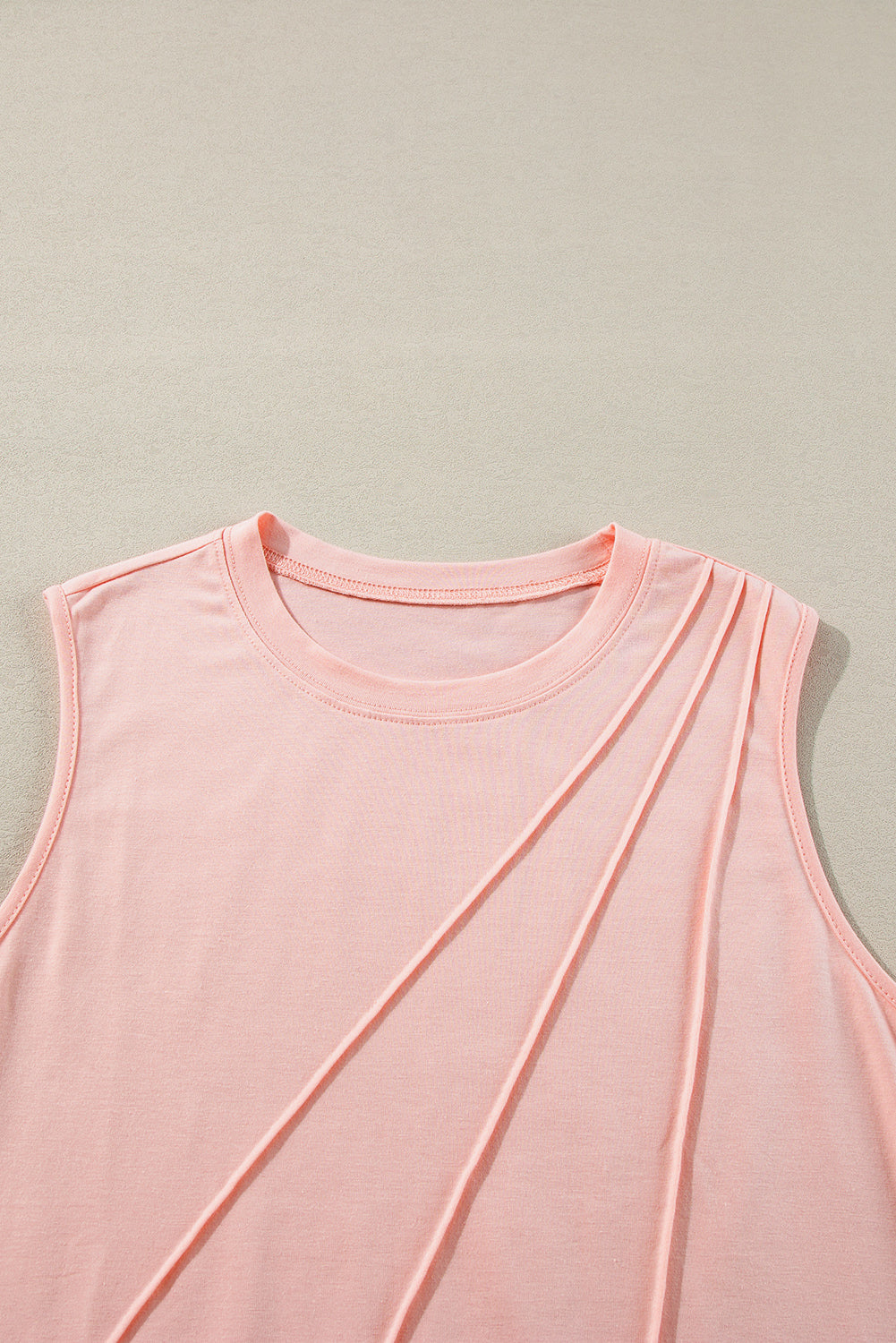 White Pleated Women's Top - Solid Color Crew Neck Design