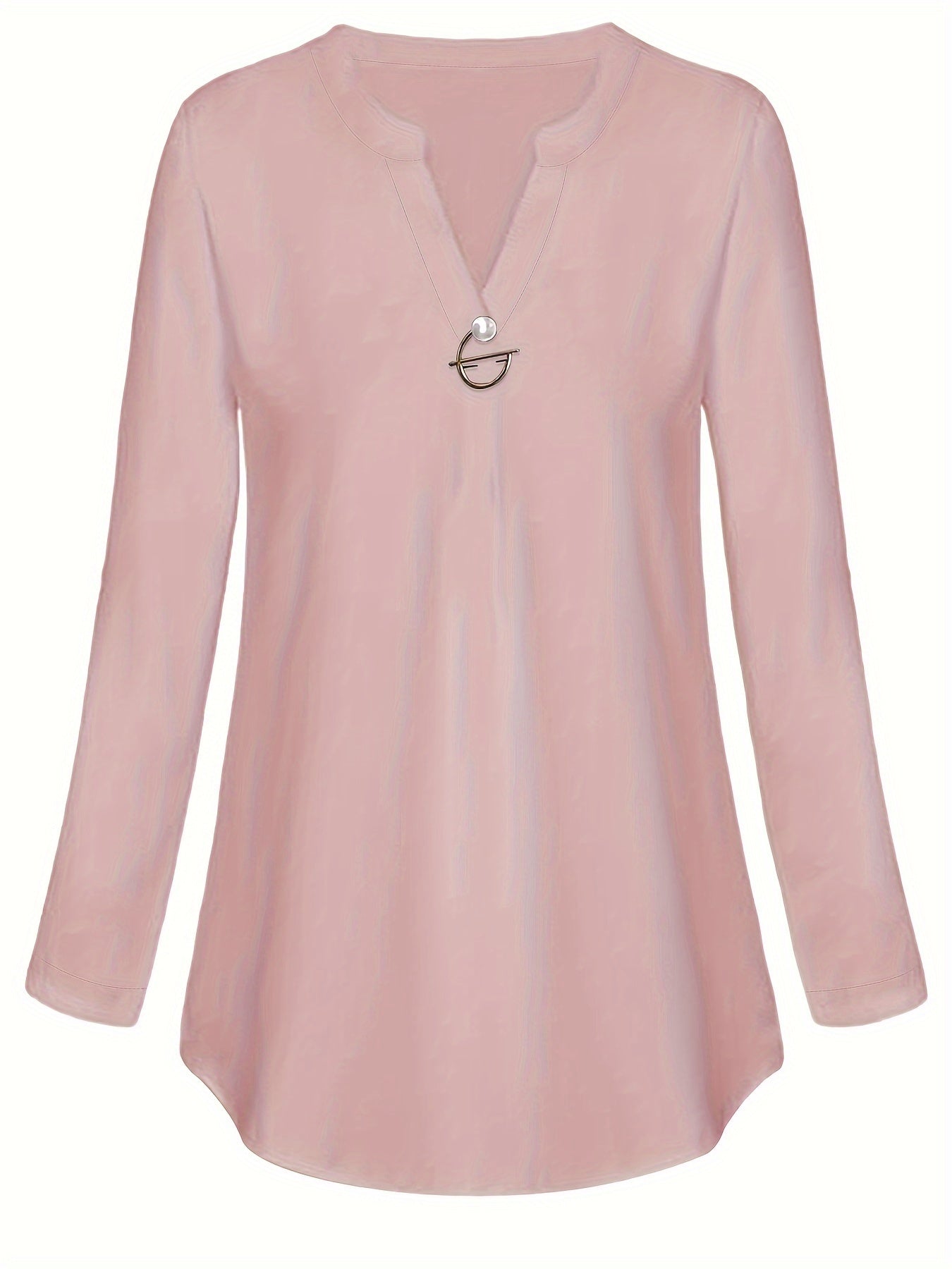 Women's Pearl Button Blouse - Long Sleeved Casual Versatile Top