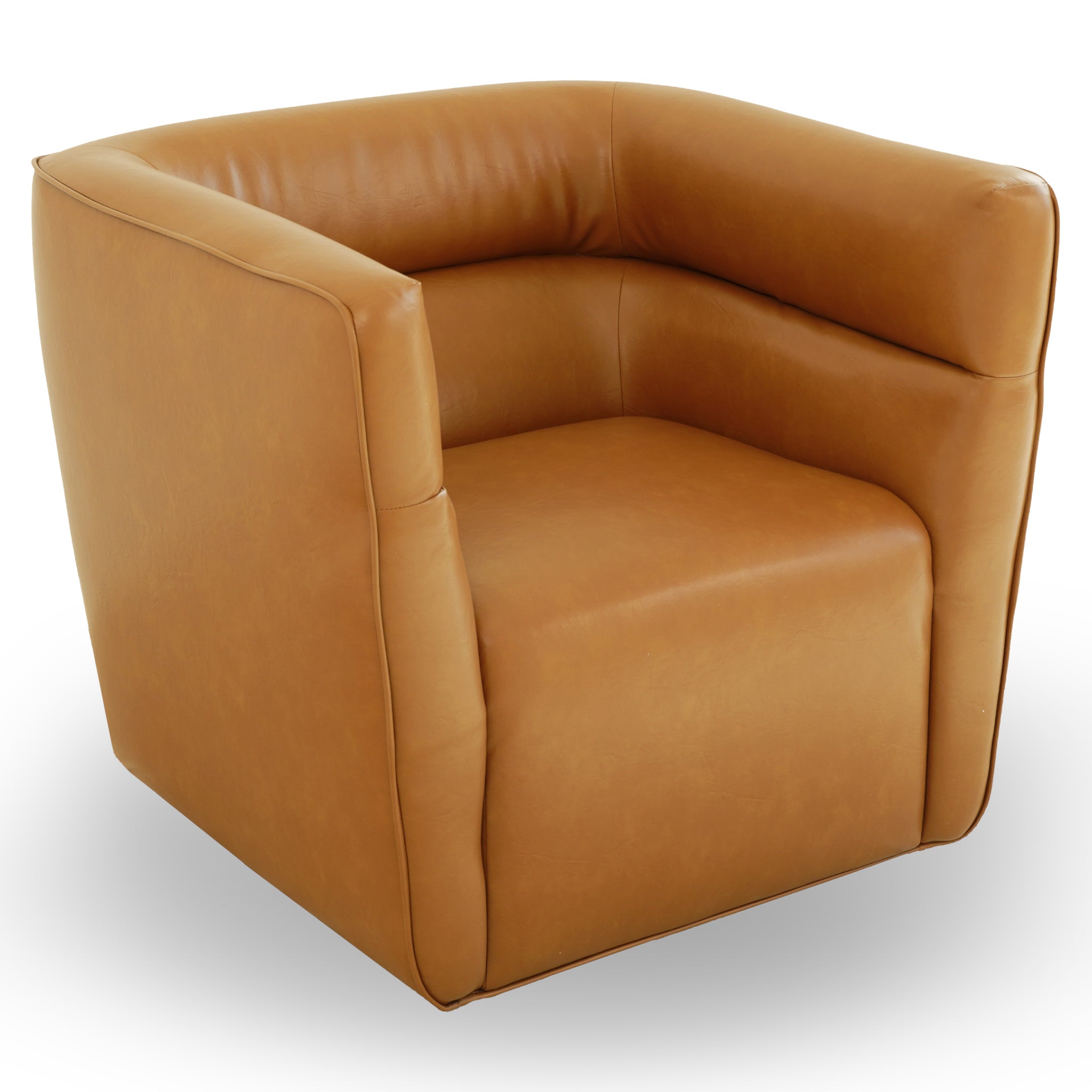 Callan Swivel Chair - Vegan Tan Leather – Luxury Modern Seating – Cura
