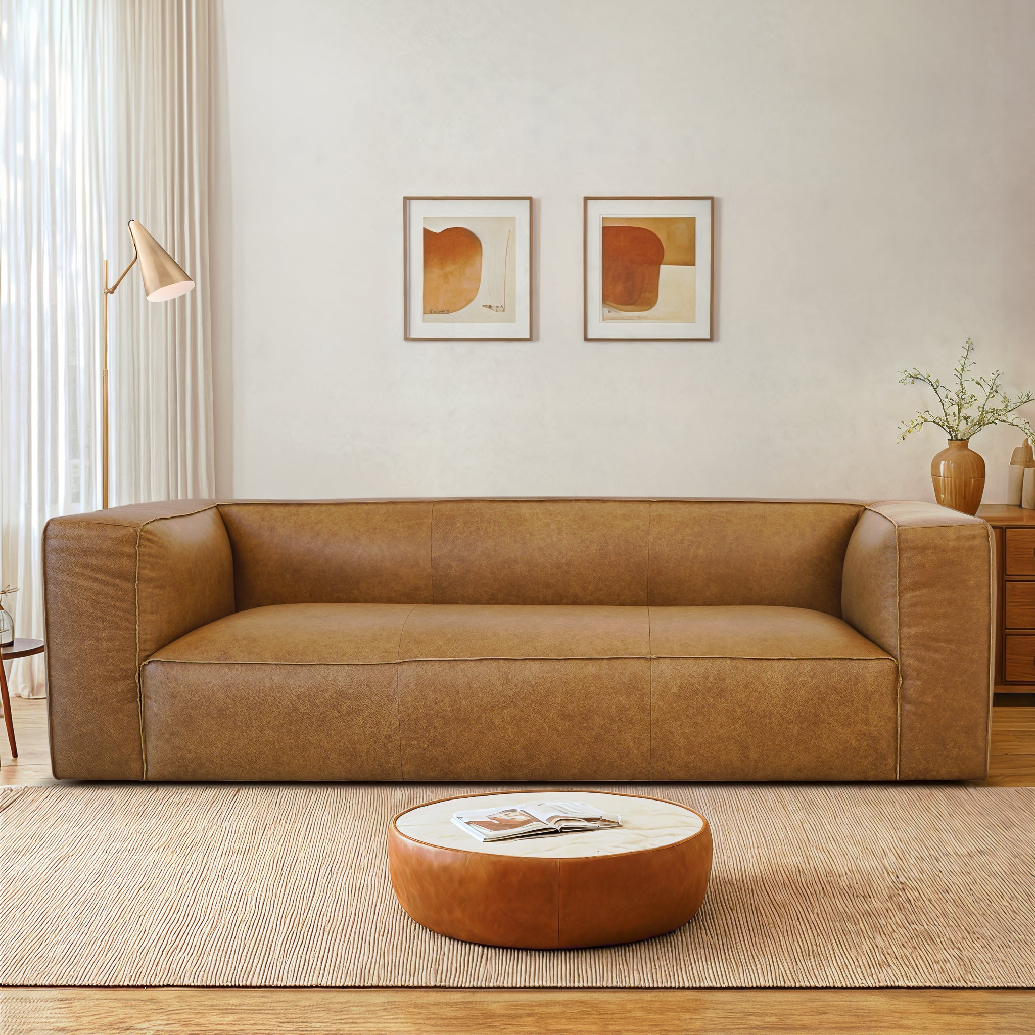Colton Tan Leather Sofa – Designer Sofa – Curated by SHOPLOBBIE | Free