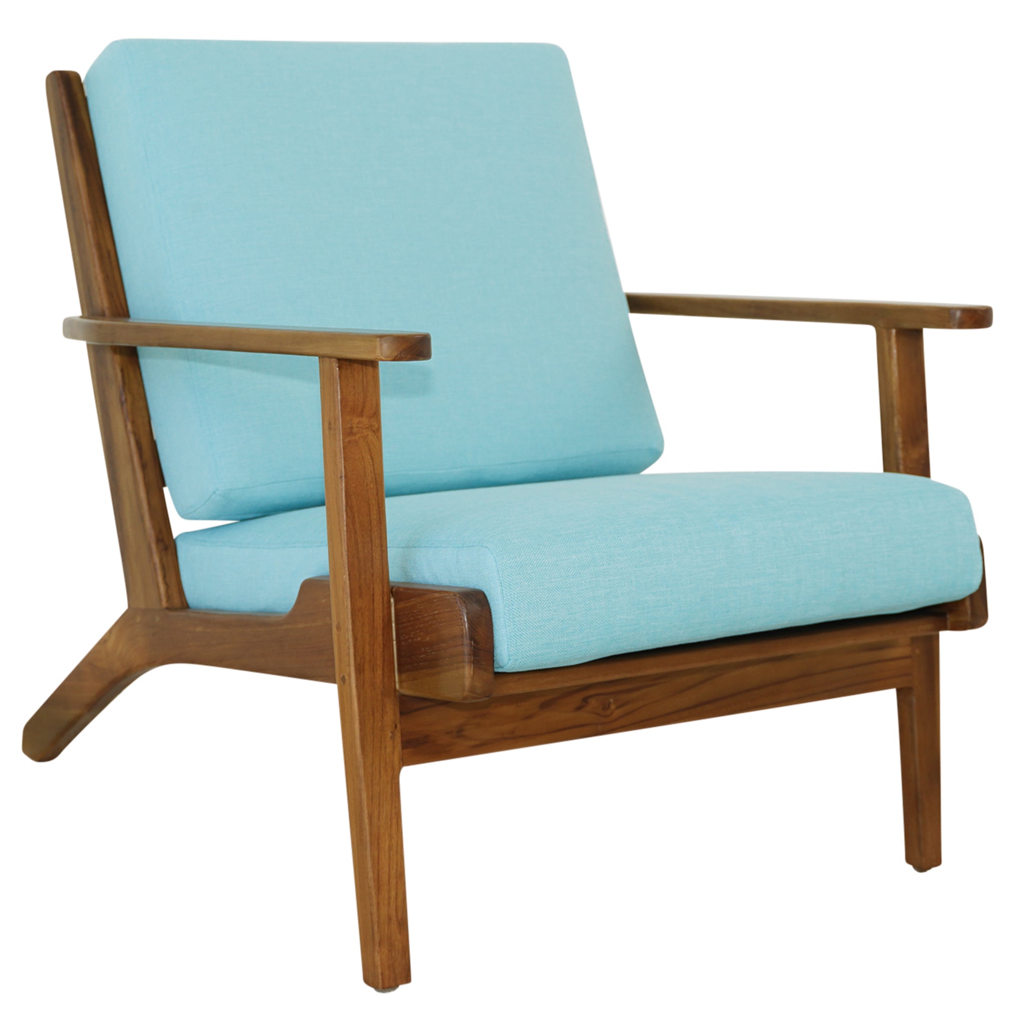Connor Solid Wood Linen Lounge Chair - Sky Blue – Luxury Modern Seatin
