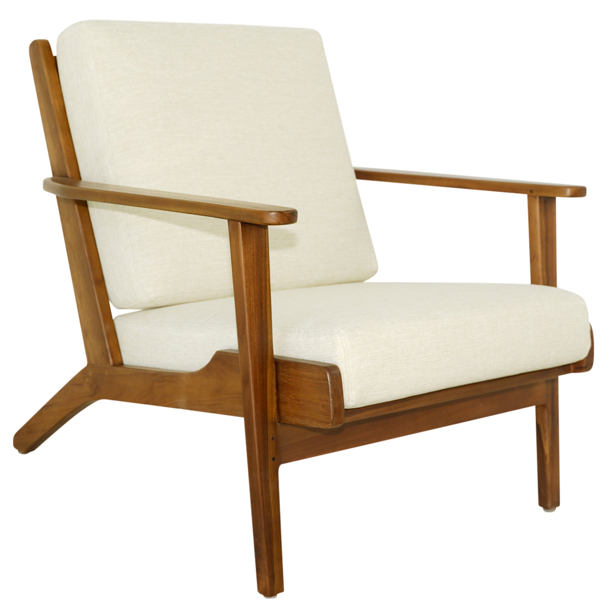 Connor Solid Wood Linen Lounge Chair - Cream – Luxury Modern Seating –