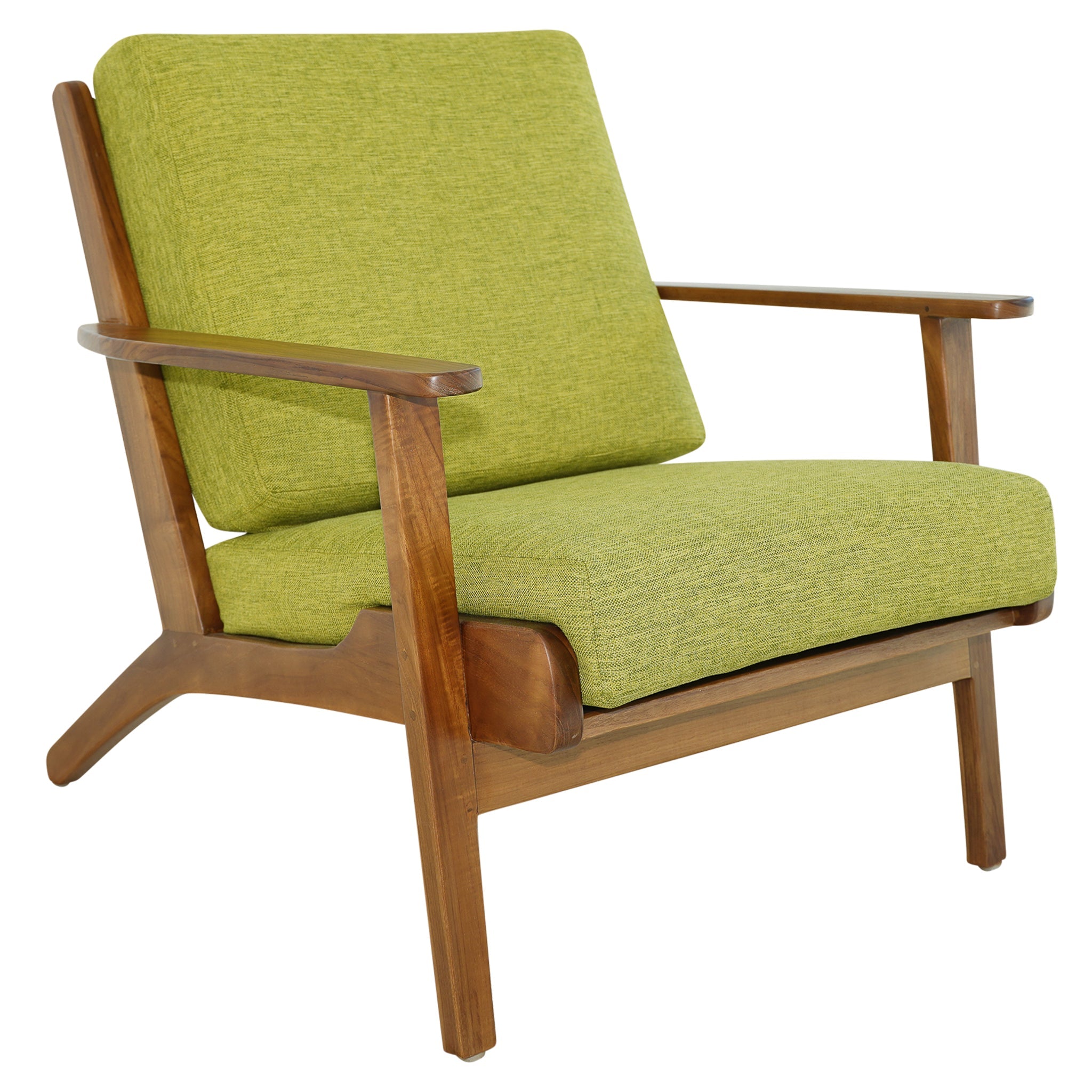 Connor Solid Wood Linen Lounge Chair - Pistachio Green – Luxury Modern