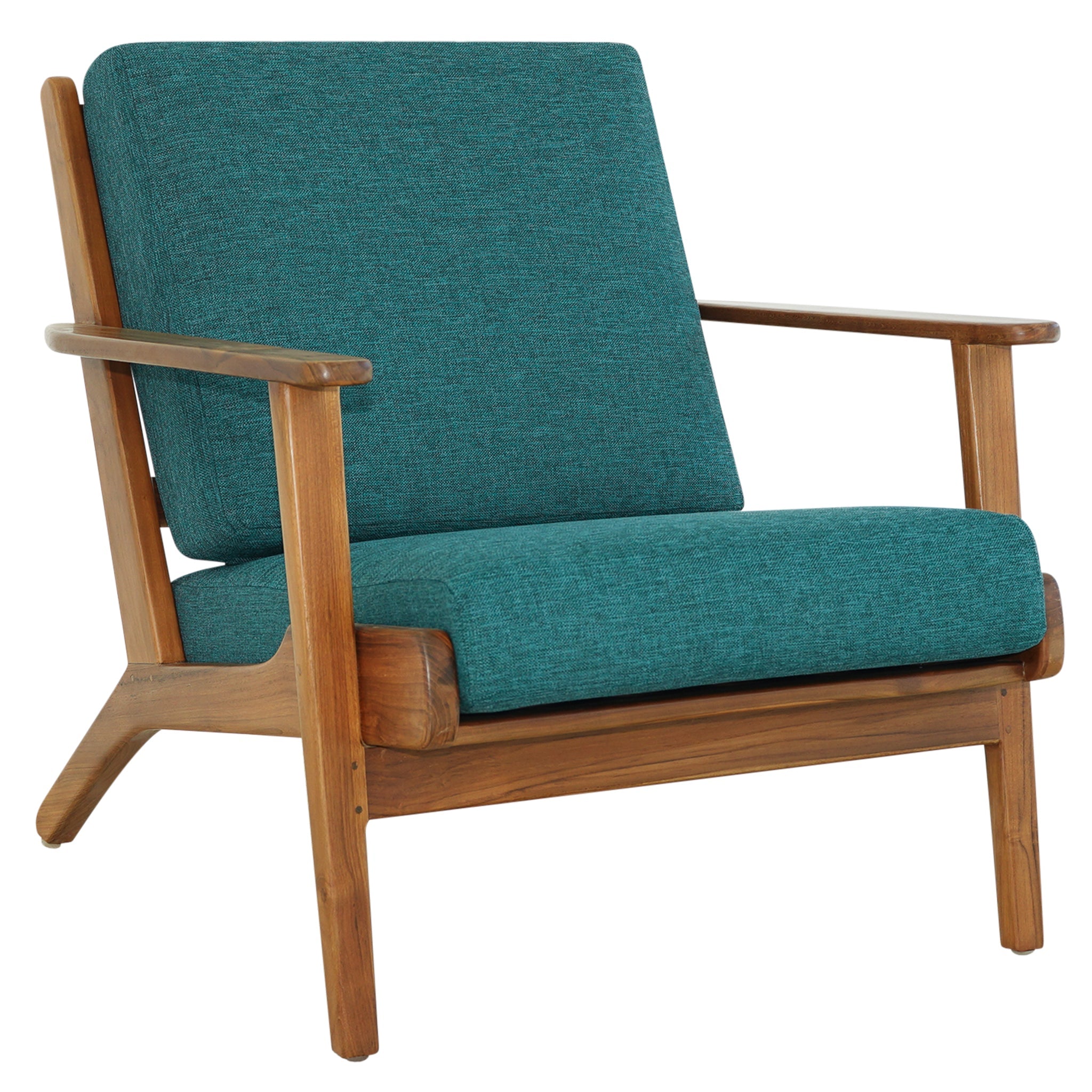 Connor Solid Wood Linen Lounge Chair - Teal – Luxury Modern Seating – 