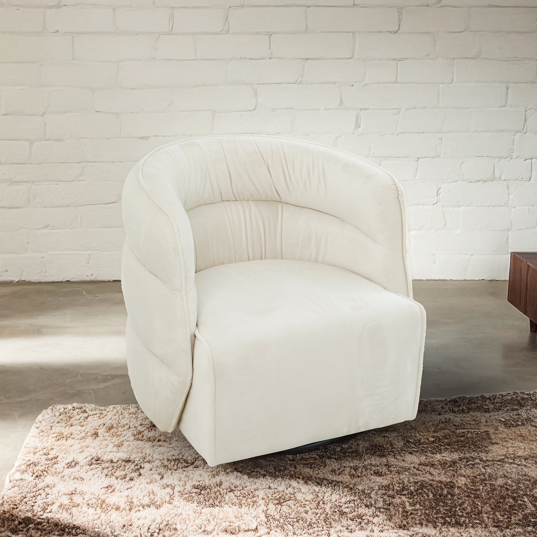 Walden Swivel Chair - Cream Velvet – Luxury Modern Seating – Curated b