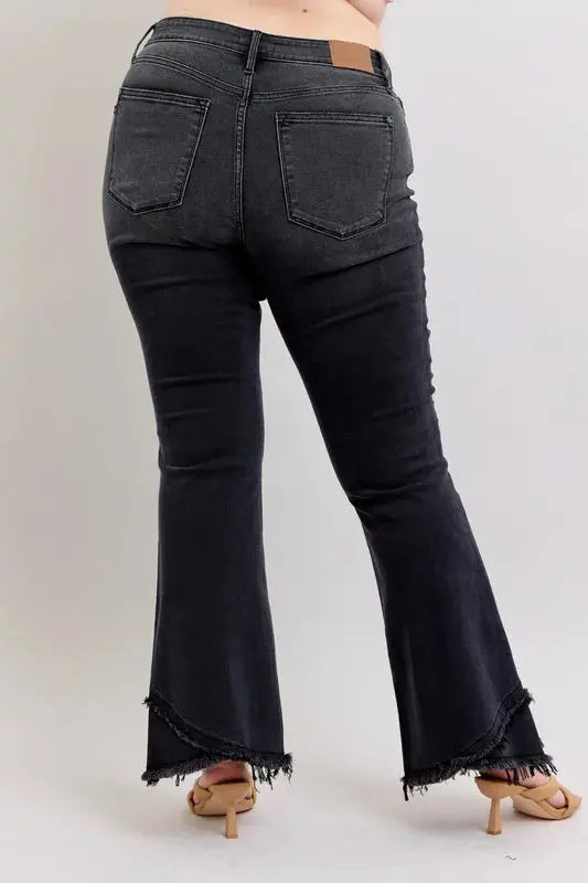 Judy Blue Full Size/Plus Size High Waist Flare w/ Mock Fray Tulip Hem