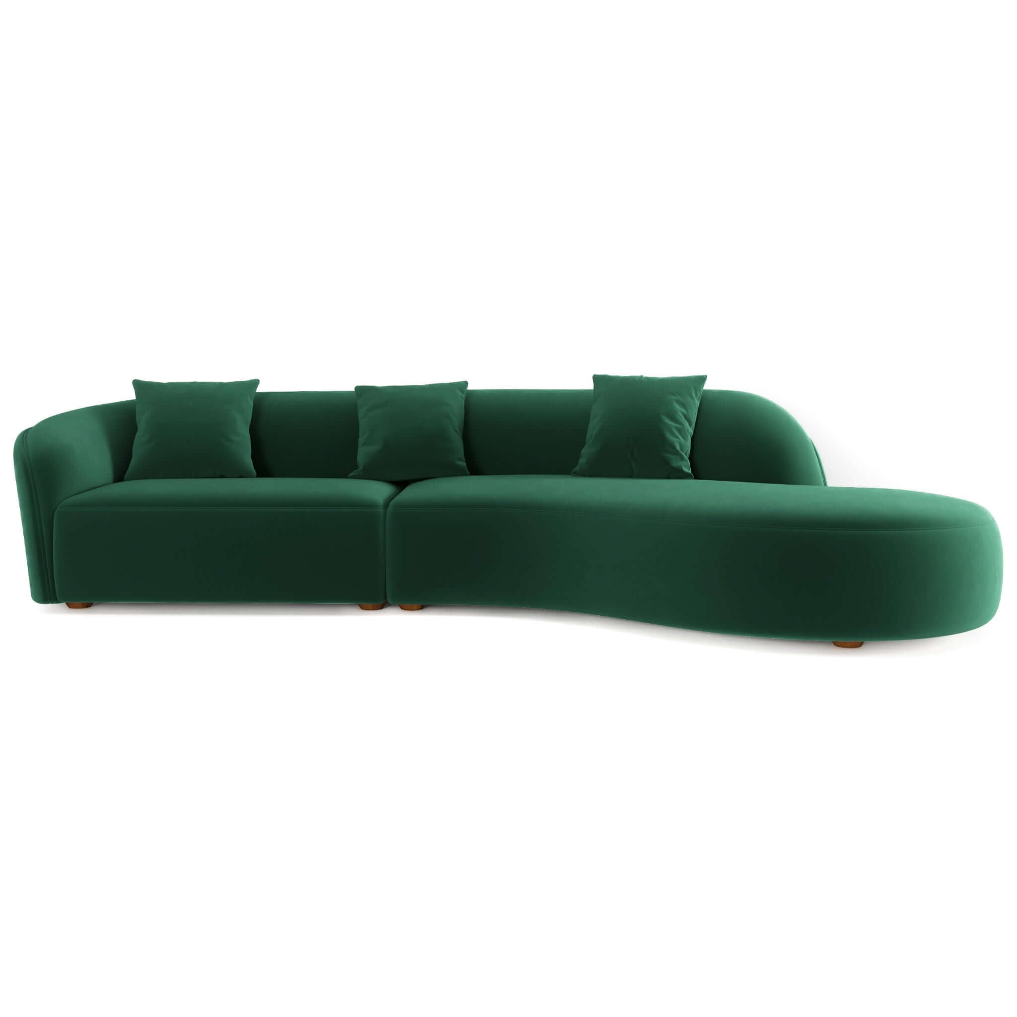 Elijah Dark Green Japandi Style Curvy Sectional Sofa 126" – Designer S