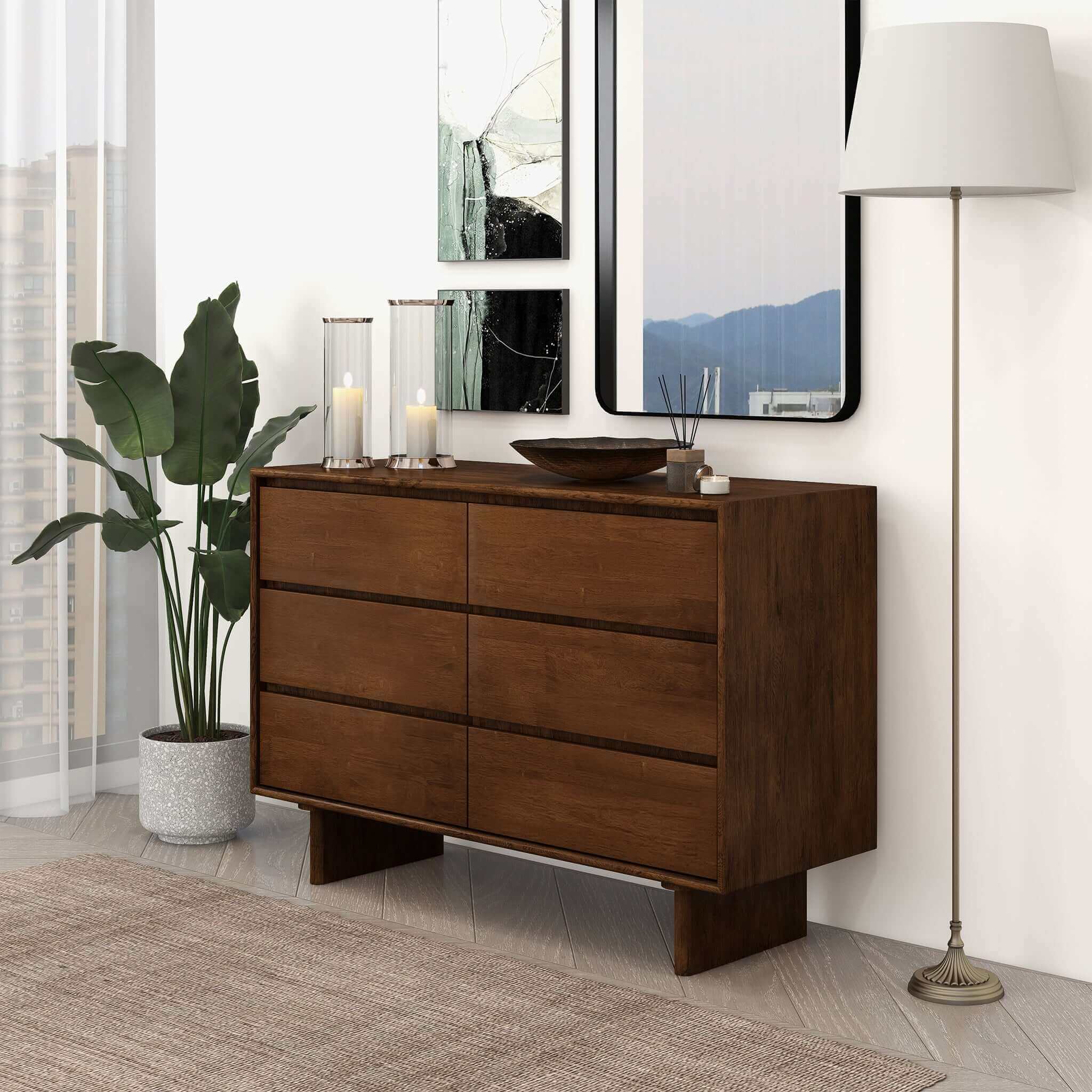 Dubrovnik Mid Century Modern Walnut Dresser With 6 Drawers – Designer 