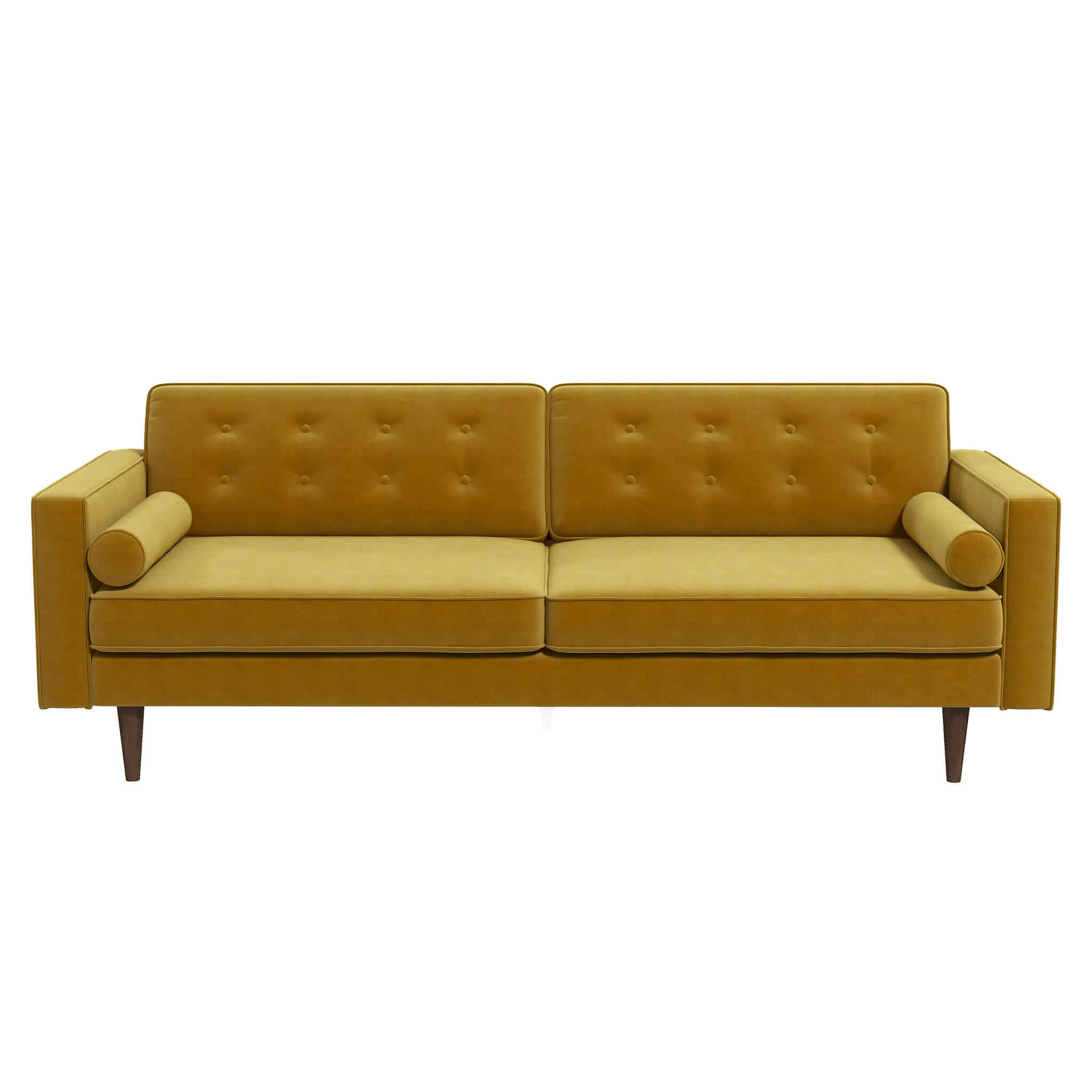 Casey Mid Century Modern Gold Velvet Sofa – Designer Sofa – Curated by