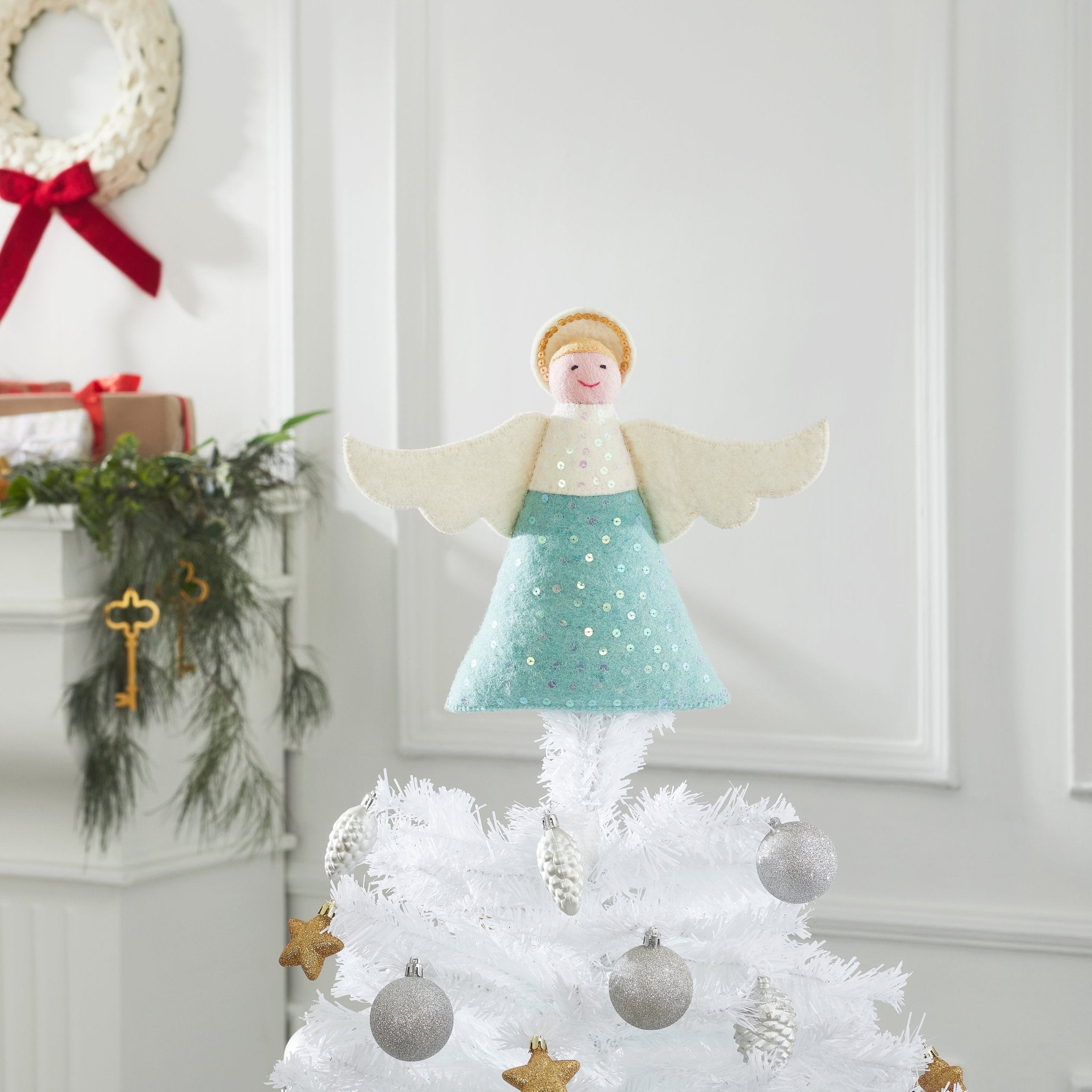 Handmade Blue Angel Christmas Tree Topper Arcadia Home
