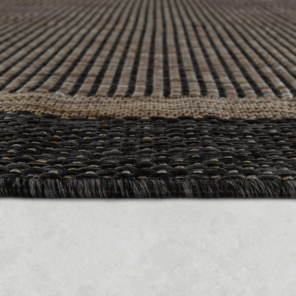 Bordered Outdoor Rug Stilo Rustic Design - Grey Brown