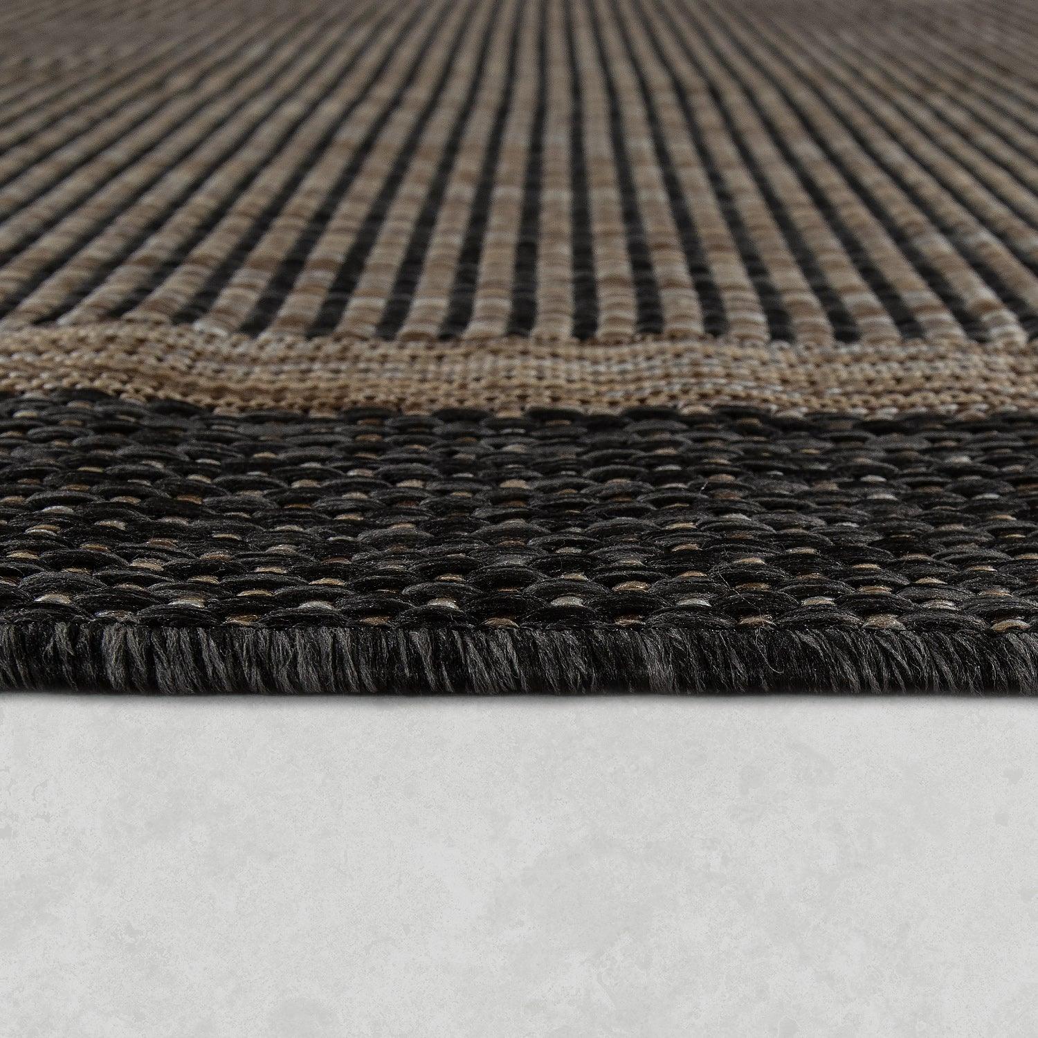 Bordered Outdoor Rug Stilo Rustic Design - Grey Brown